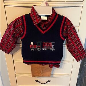 Goodlad Plaid Train Sweater Vest Set with Pants